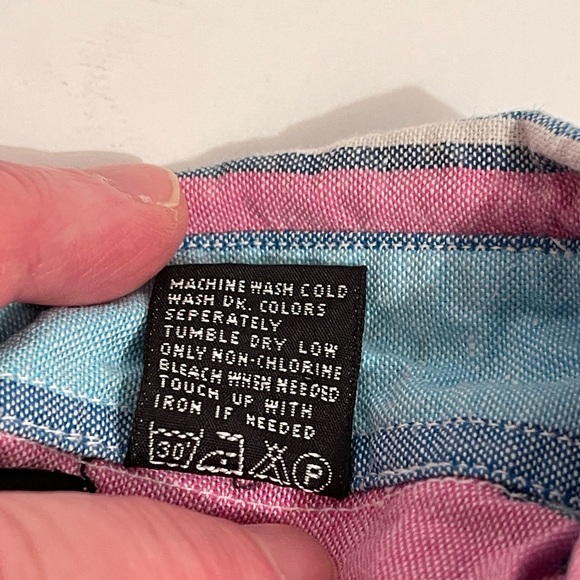 Casbah Button Up Men’s Short Sleeve Dress/Casual Shirt Size XL Pink/Blue stripe - Picture 6 of 7